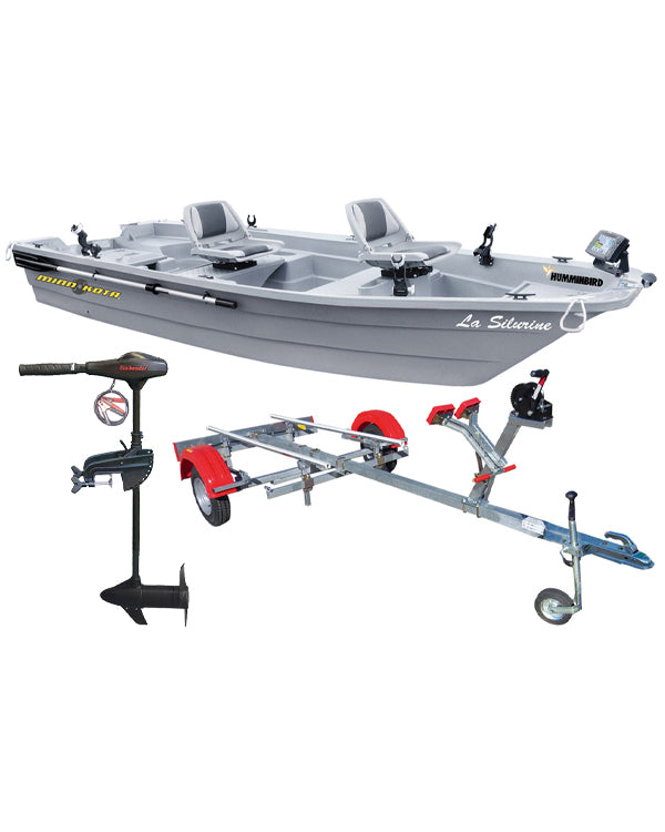 Pack barque La Silurine 400 titanium + remorque complète Nautic Plus + moteur électrique eco Booster V 55 lbs