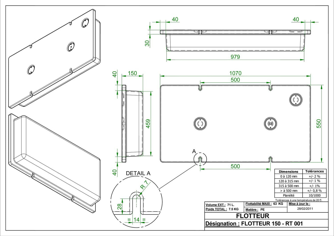 Flotteurs non moussés F150