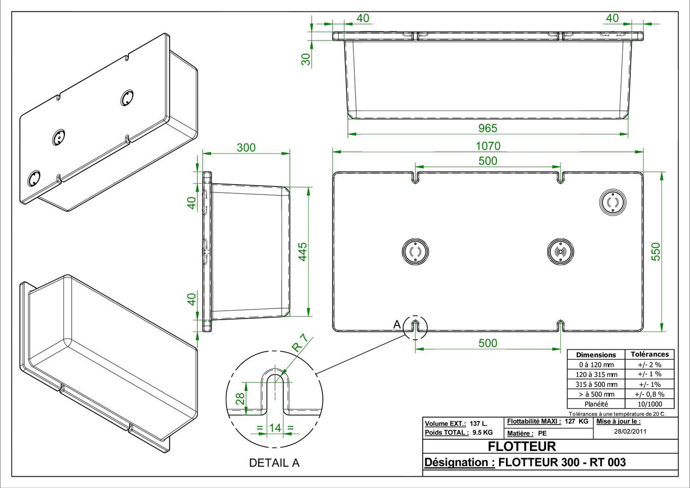 Flotteurs non mousses F300