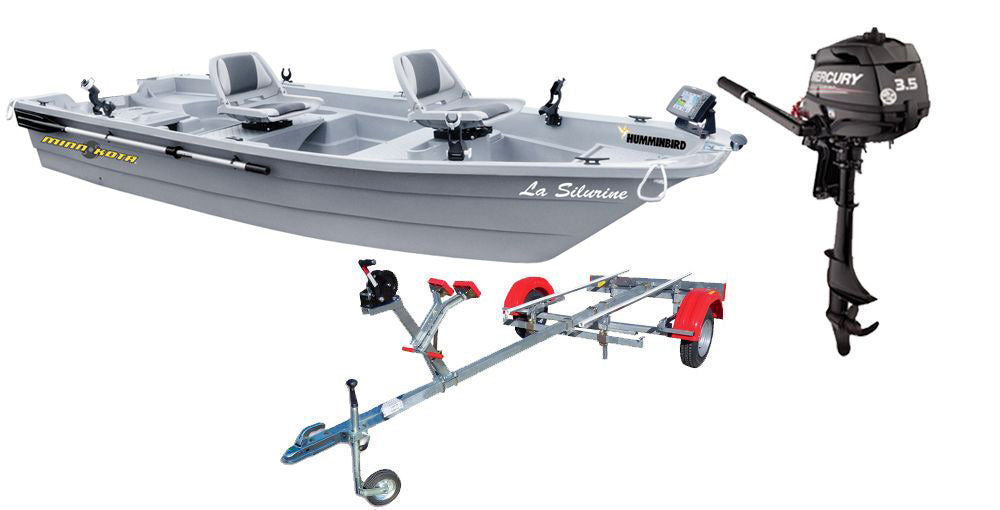 Pack barque la Silurine 400 titanium + remorque complète Nautic Plus + moteur hors bord Mercury 3.5cv 4 temps