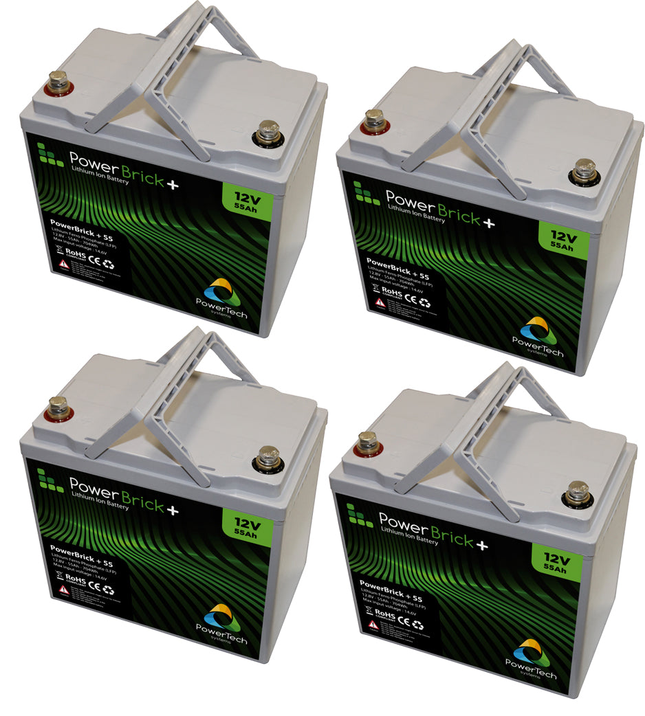 Lot de 4 batteries lithium 12V 55Ah Powerbrick