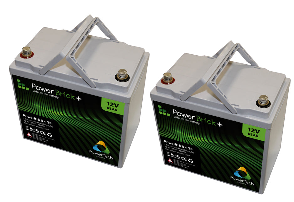 Lot de 2 batteries lithium 12V 55Ah Powerbrick