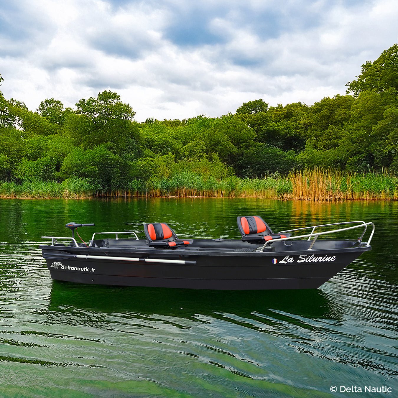 Pack Barque Silurine 4m Blacky + remorque GT + Moteur électrique Eco Booster V 55 Lbs 12V + Sièges + Balcons