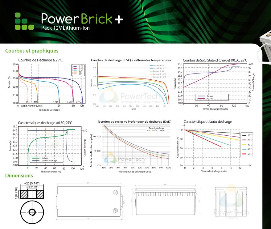 Batterie lithium 12V 250AH Powerbrick+