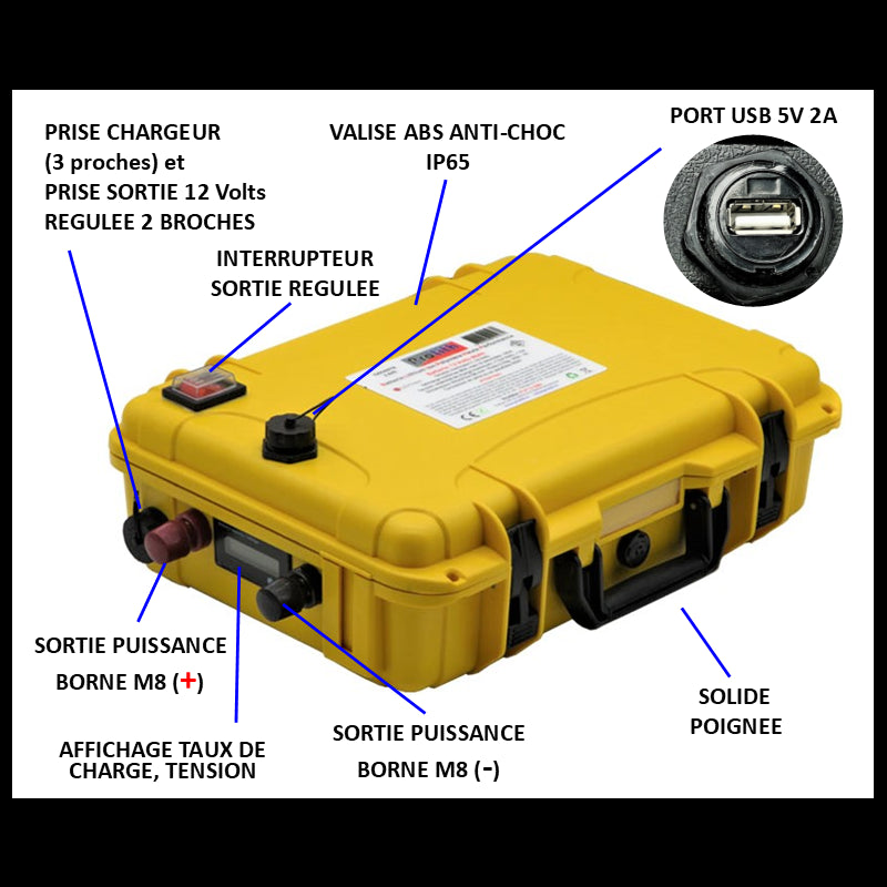 details techniques valise batterie lithium plpr