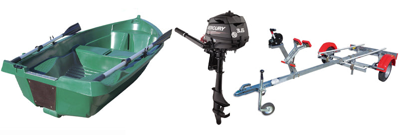 Pack barque la Fidèle 2m49 + remorque complète Nautic Plus + moteur thermique Mercury 3.5cv 4 temps