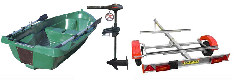 Pack barque la Fidèle 249 + remorque standard + moteur électrique Eco Booster V 55 lbs 12V
