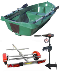 Pack barque la Fidèle 249 + remorque standard + moteur électrique Eco Booster V 55 lbs 12V