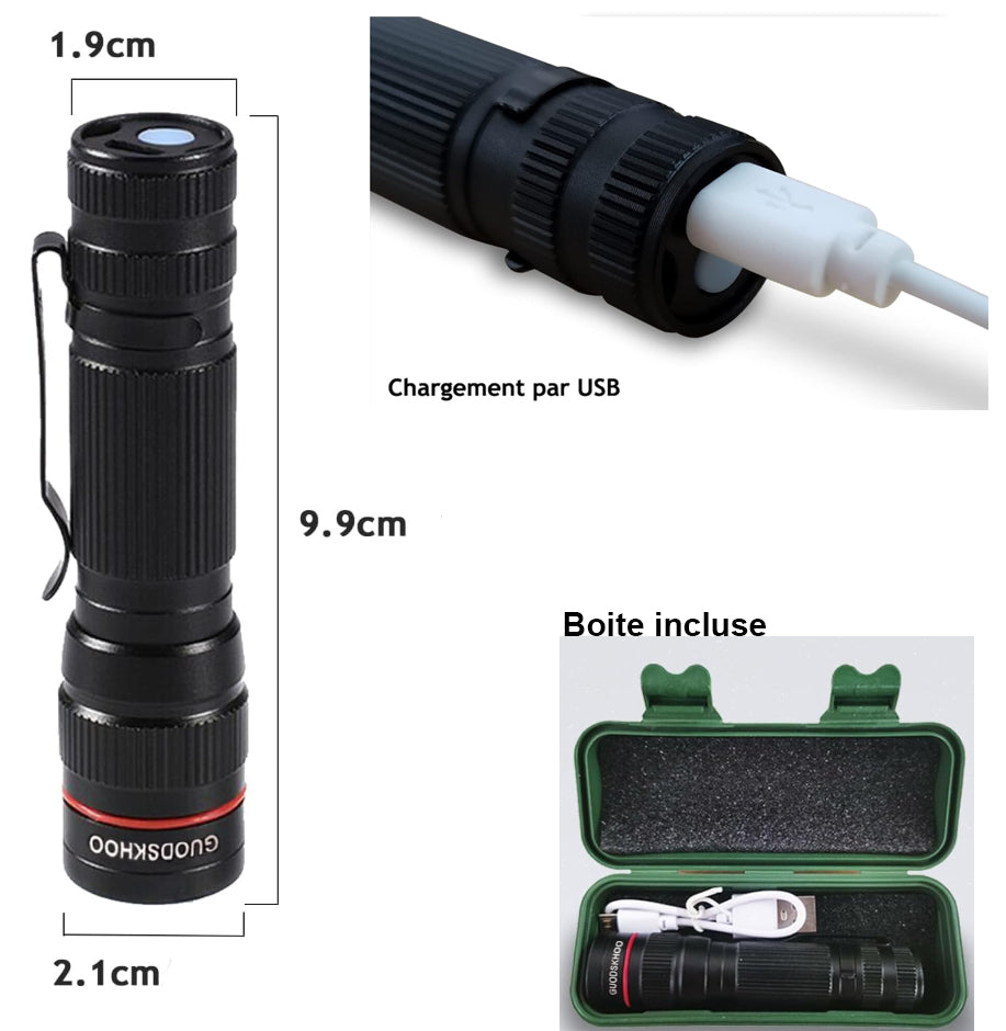 Mini lampe torche rechargeable