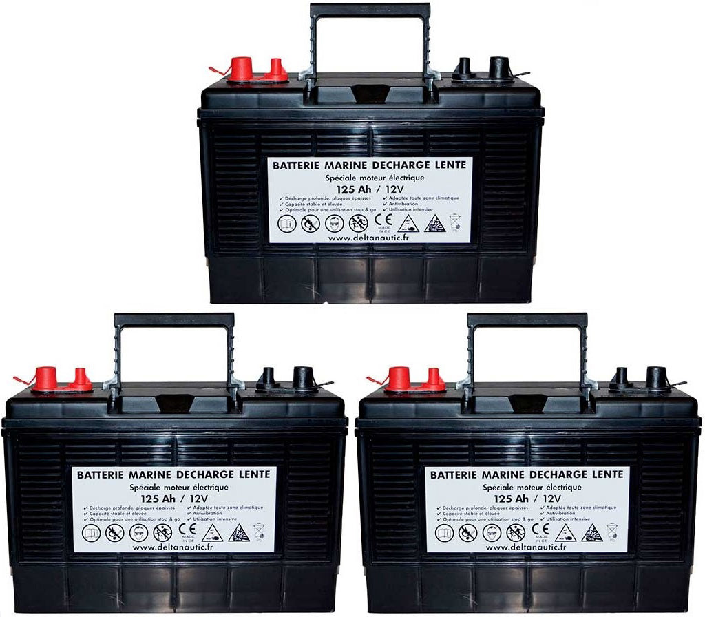 Lot de 3 batteries 125Ah décharge lente