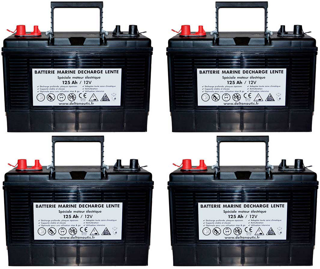 Lot de 4 batteries 125Ah décharge lente
