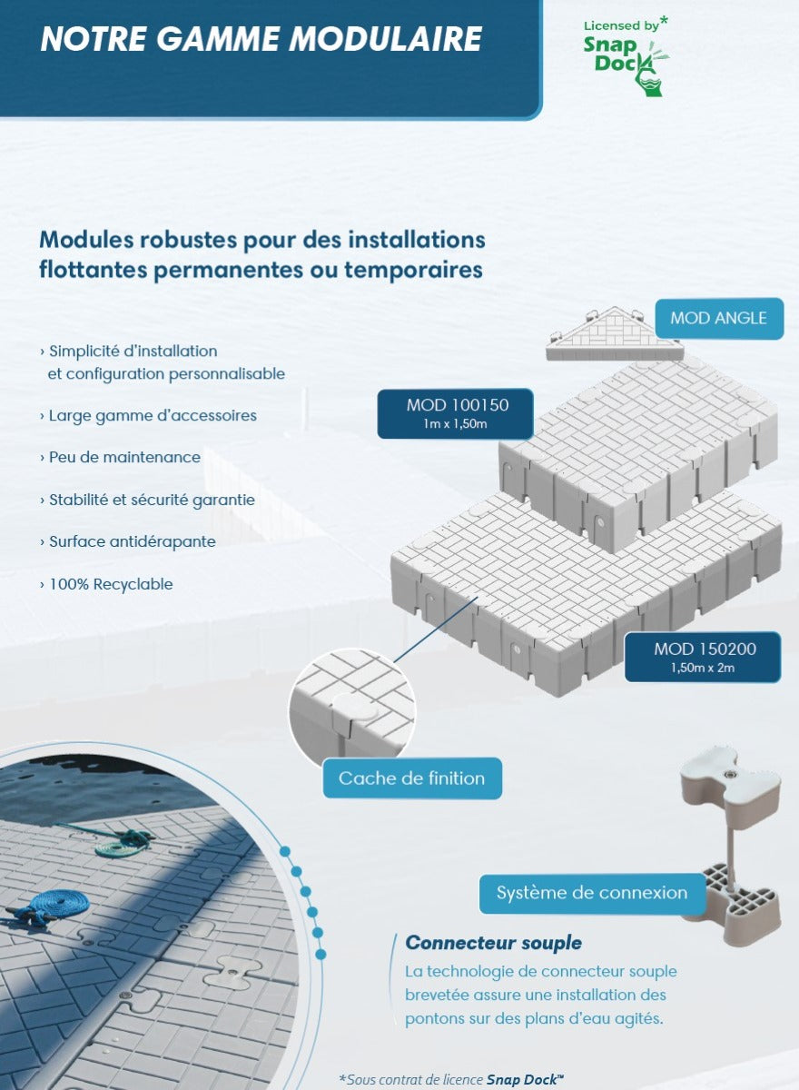 Differents modules de pontons flottants
