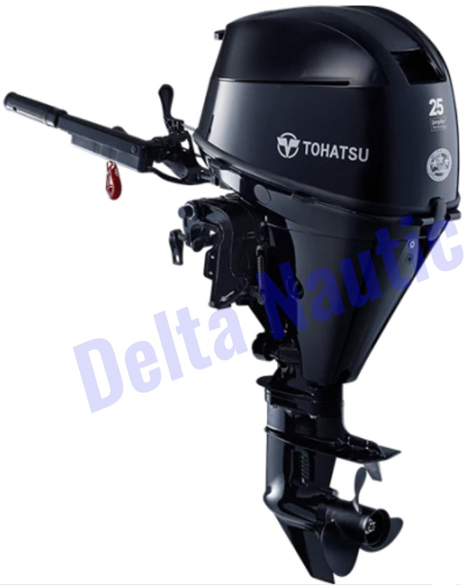 Tohatsu 25CV 4T arbre long démarrage électrique barre franche