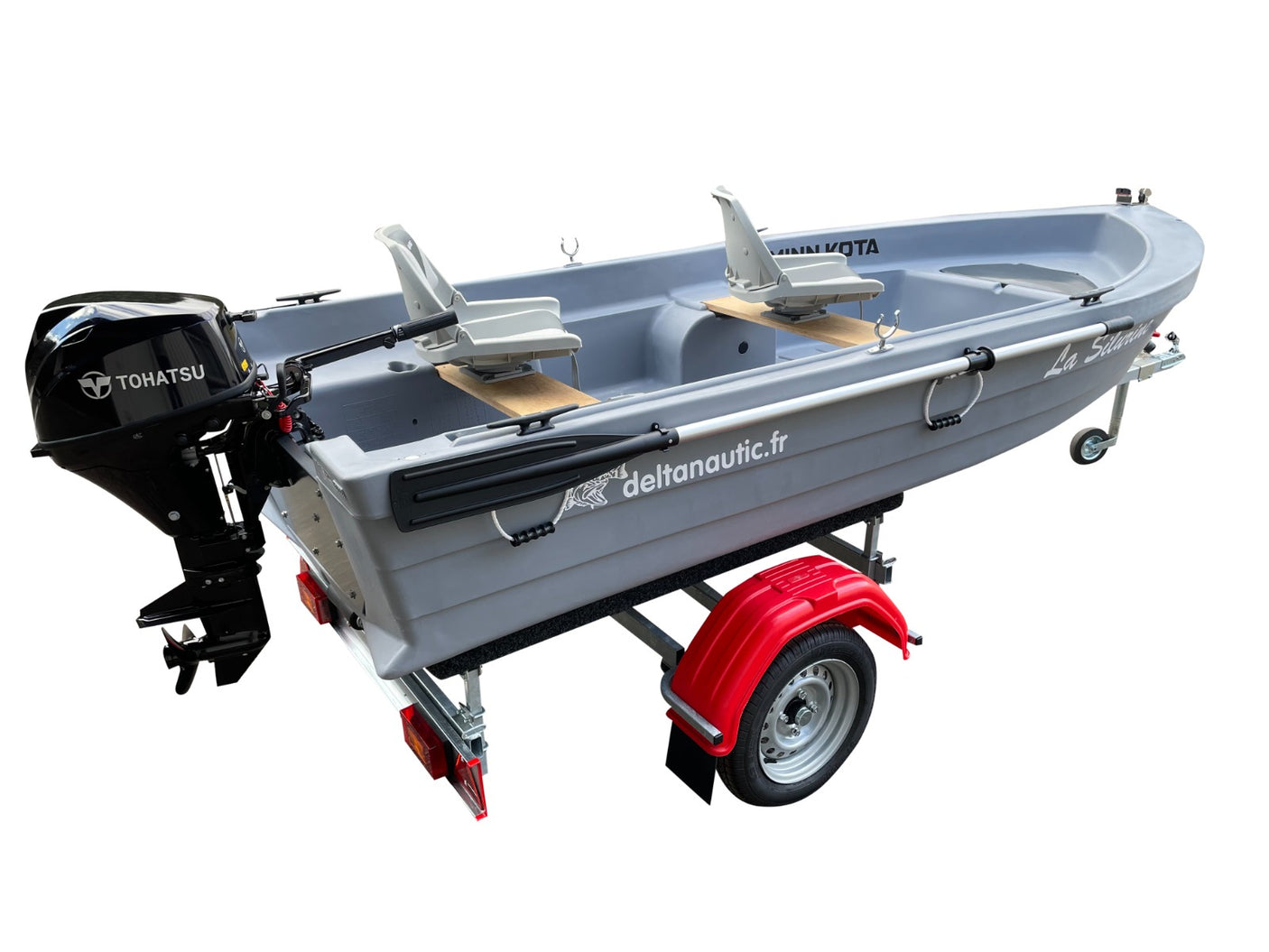 Pack Barque Mer Silurine Sport 373 Titanium + Remorque GT Grand Tourisme + 2 Sièges Conforts Luxes + 1 Hors Bord Tohatsu 6cv 4t