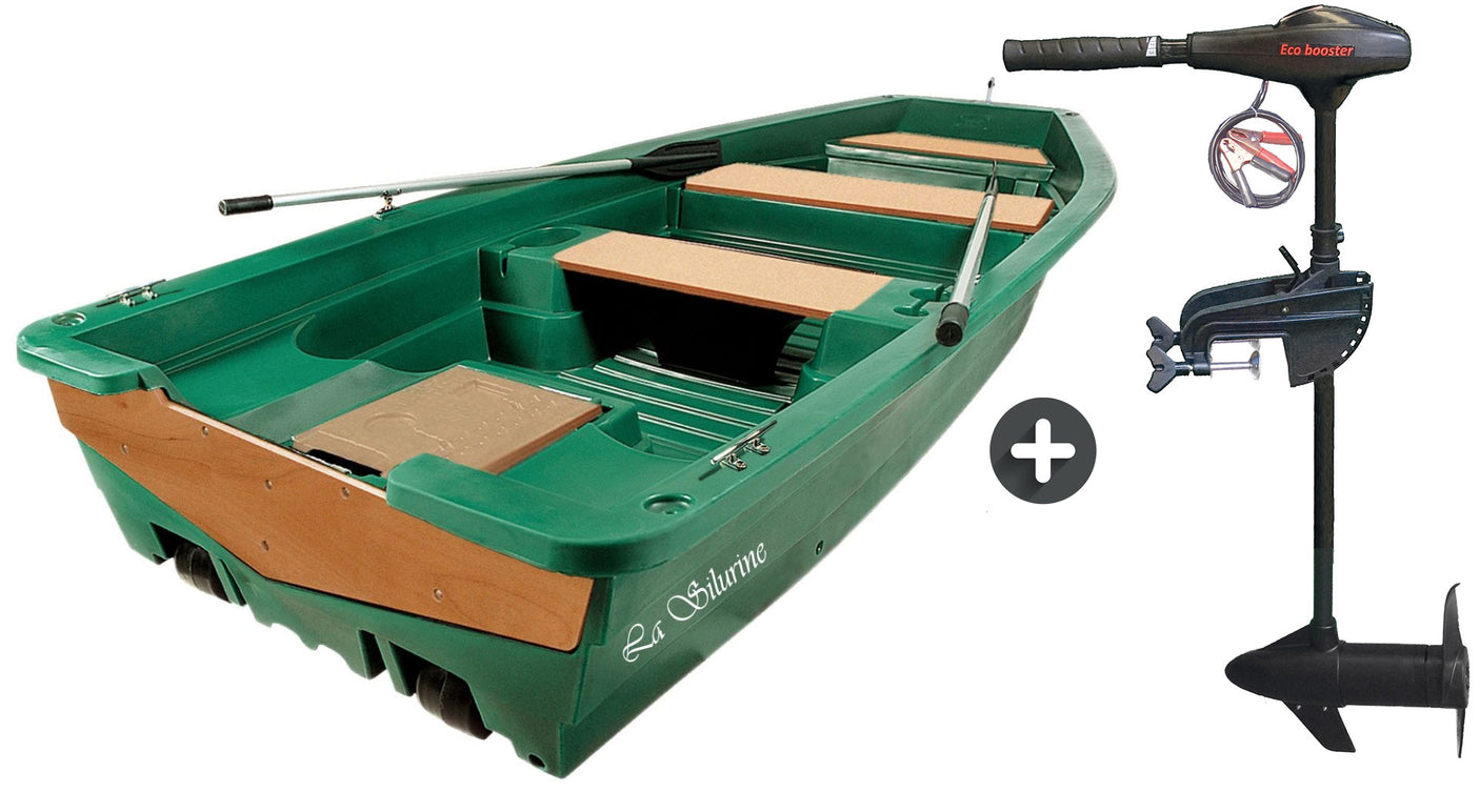 Pack barque de pêche la Silurine 400 + moteur électrique Eco Booster V 55 lbs 12V