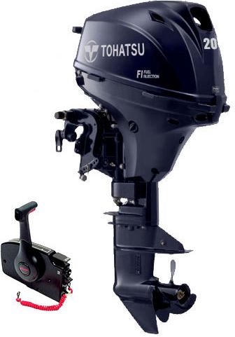 Tohatsu 20CV 4T arbre long démarrage électrique et TRIM commande à distance