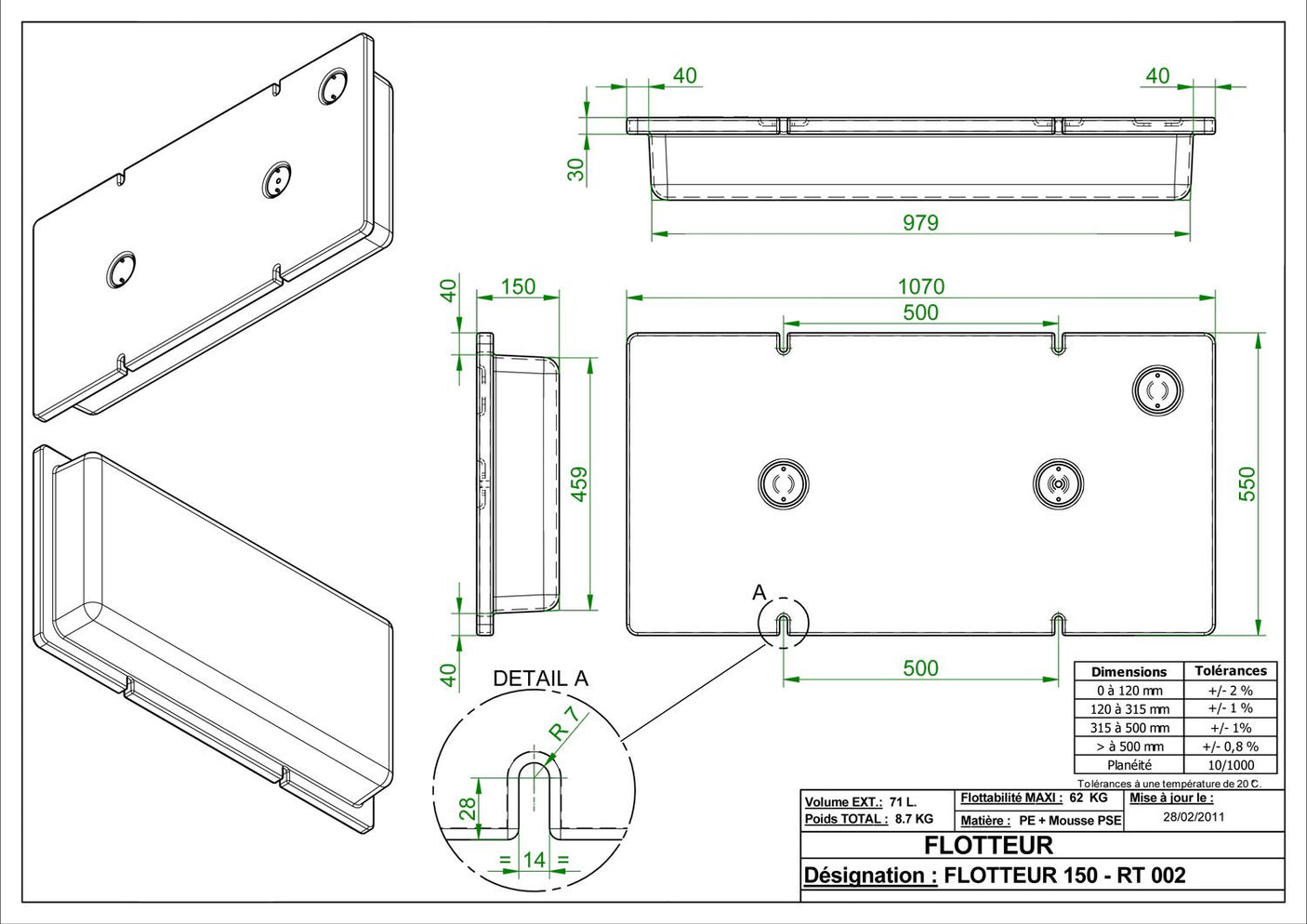 Flotteurs moussés F150