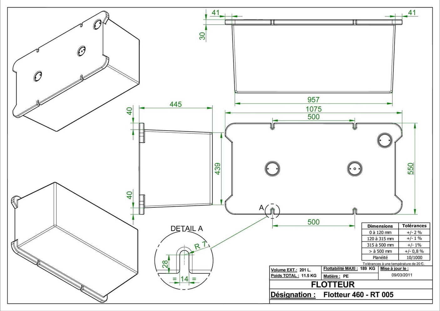 Flotteurs non moussés F460