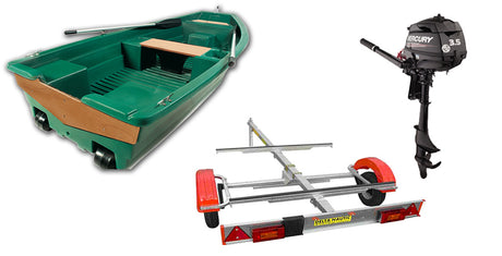 Pack barque la Spacieuse 320 + remorque standard + moteur thermique Mercury 3.5cv 4 temps