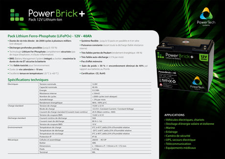 Batterie lithium 12V 40AH Powerbrick
