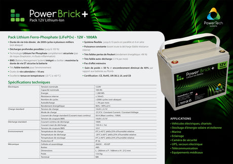 Batterie lithium 12V 100AH Powerbrick