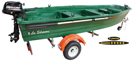 Pack barque Silurine 4m classic+ moteur thermique Mercury 6CV 4 temps + remorque complète Nautic Plus