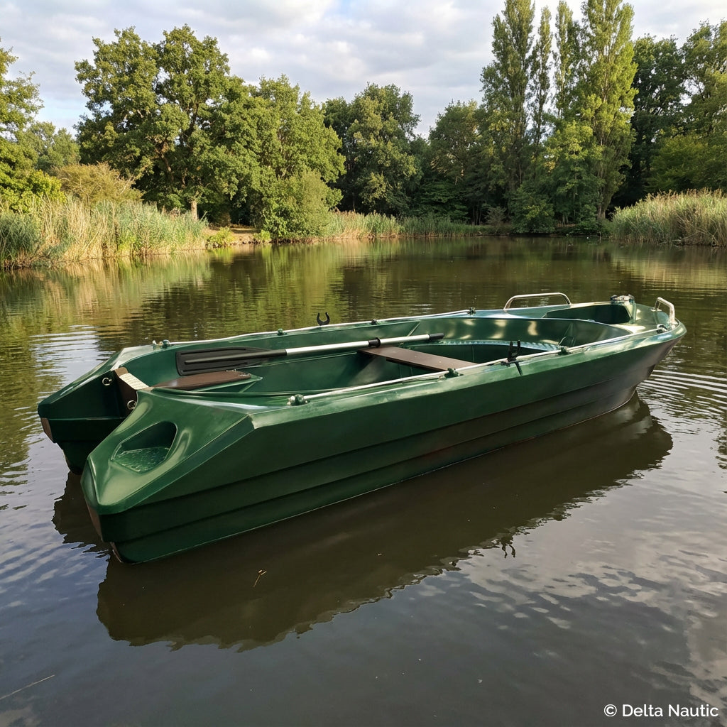 Barque Falco verte dans un étang