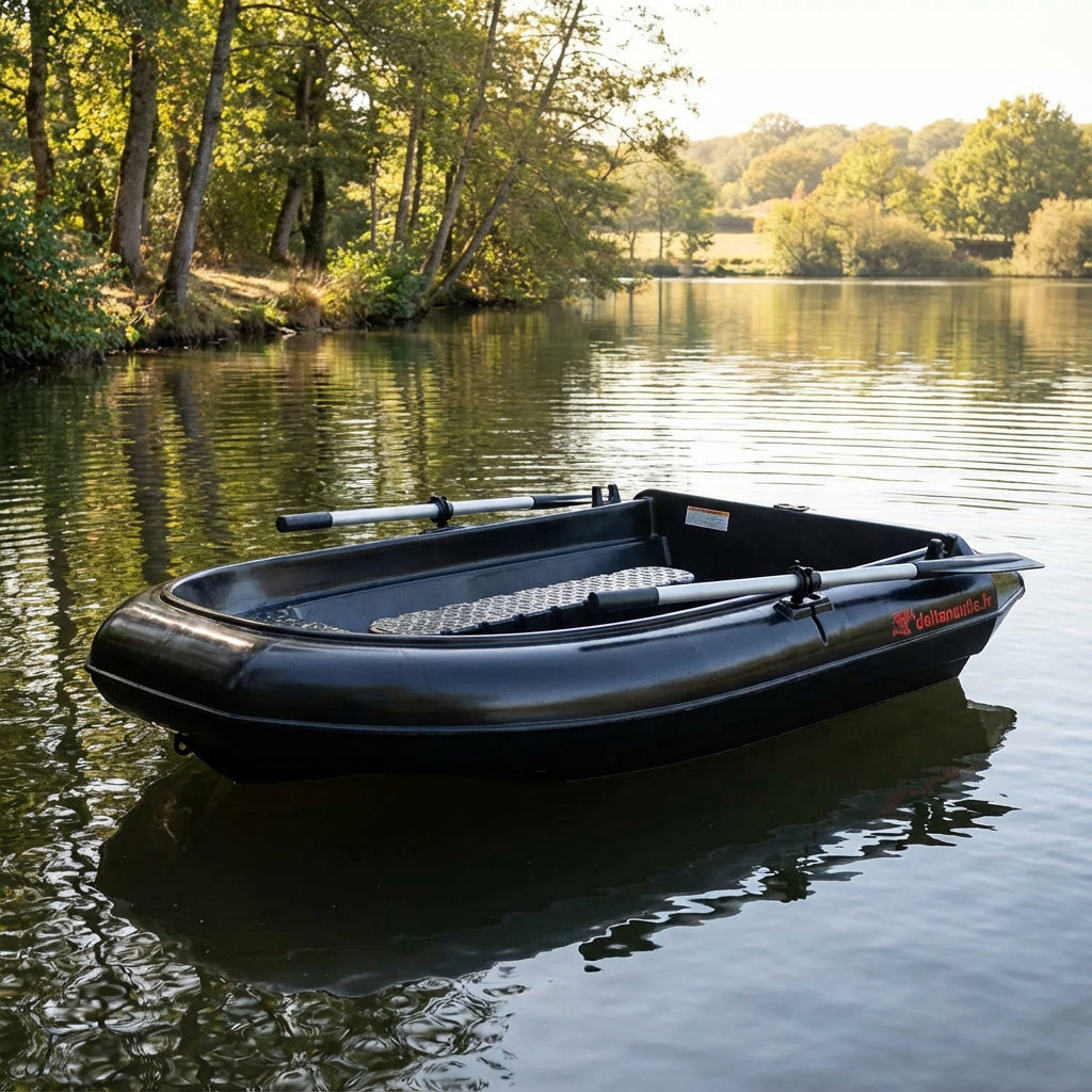 Barque Delta Nautic carpeuse de 2M dans un lac