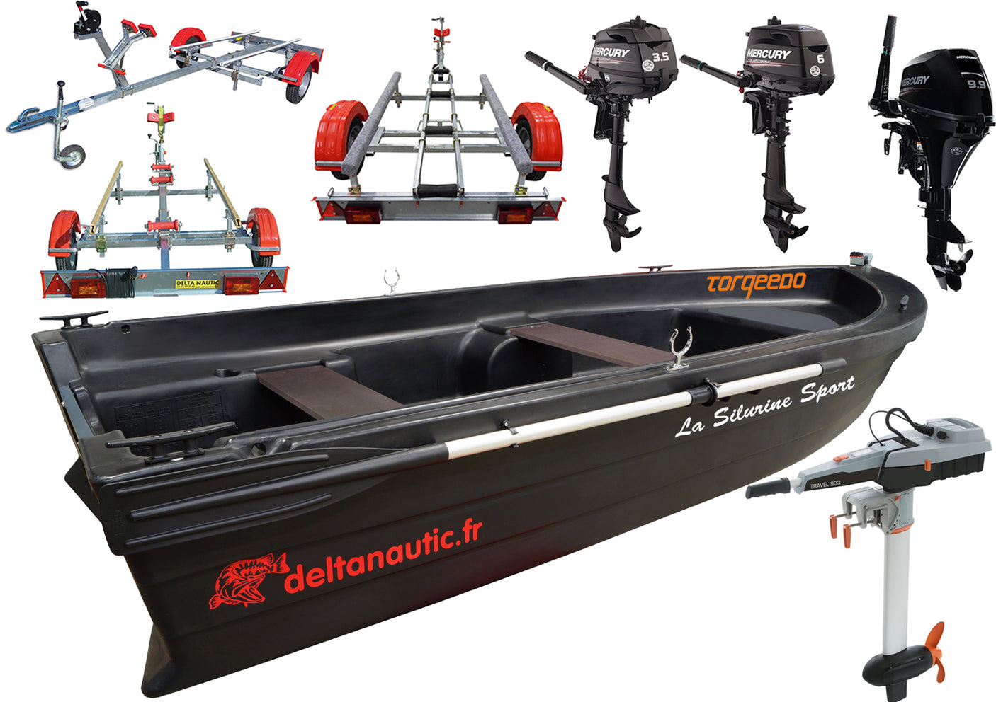 Pack hybride Silurine Sport 373 + moteurs + remorque en option