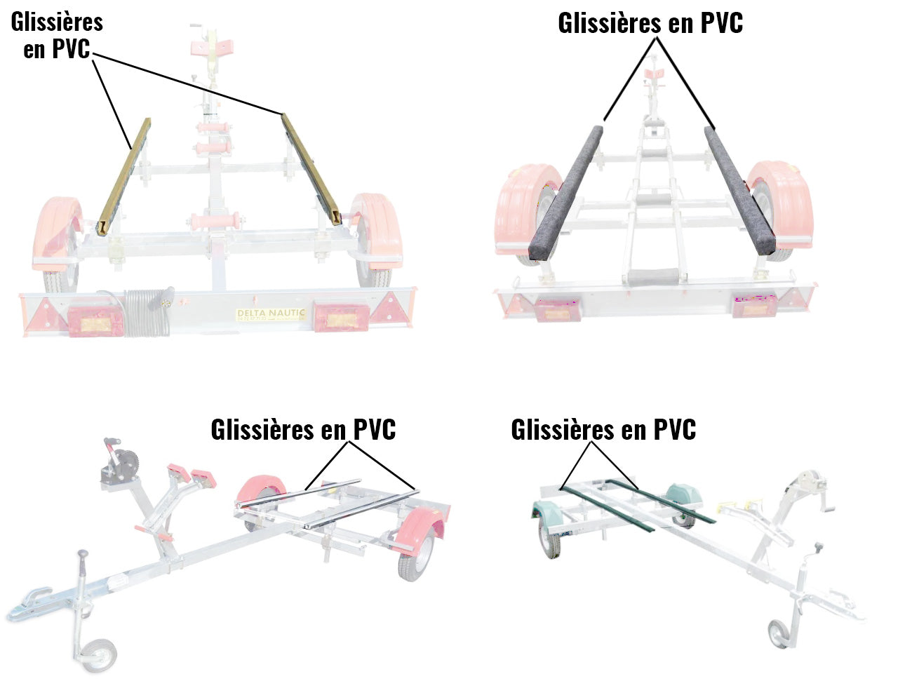 Paire de glissières PVC pour remorque