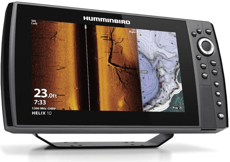 Combiné Humminbird Hélix 10 G4N CHIRP MEGA SI + Sonde tableau arrière 140/240/1075/1200 KHz