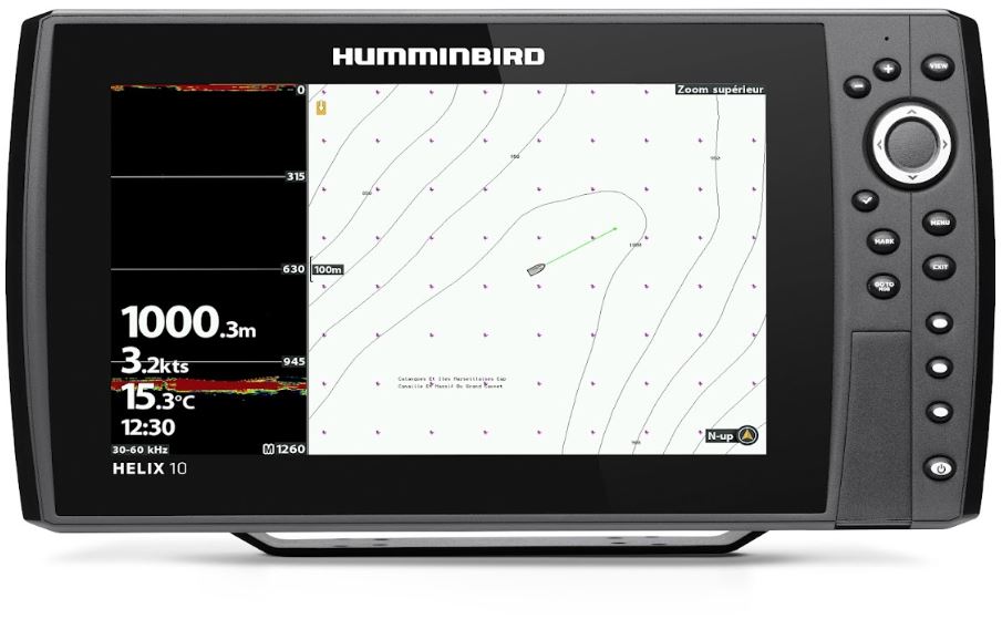 Combiné Humminbird Hélix 10 G4N CHIRP XD 2D + Sonde tableau arrière 50/200 KHz