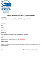 Duplicata de déclaration écrite de conformité