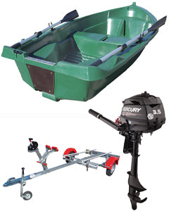 Pack barque la Fidèle 2m49 + remorque complète Nautic Plus + moteur thermique Mercury 3.5cv 4 temps