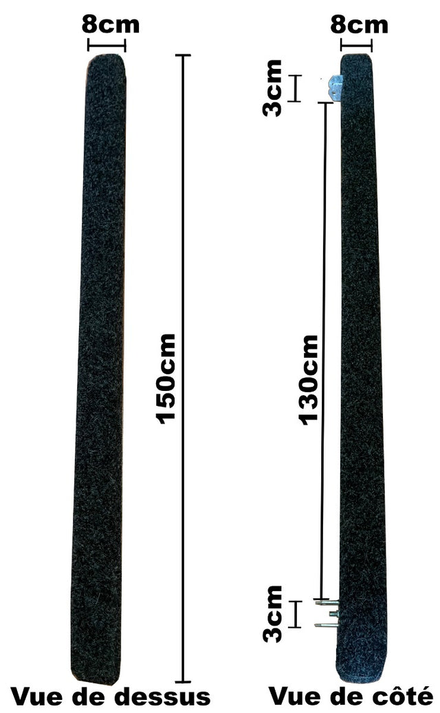 Glissière en bois recouvert de moquette marine pour remorque