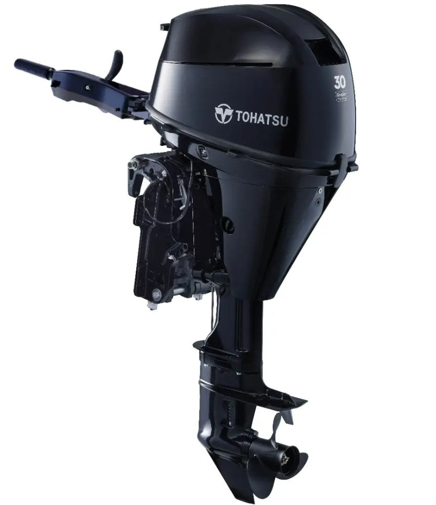 Tohatsu 30CV 4T arbre court démarrage électrique et TRIM barre franche