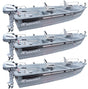 Lot de 3 Packs Barques Silurine 4m Titanium + Honda 6cv + 2 sièges + Balcons inox