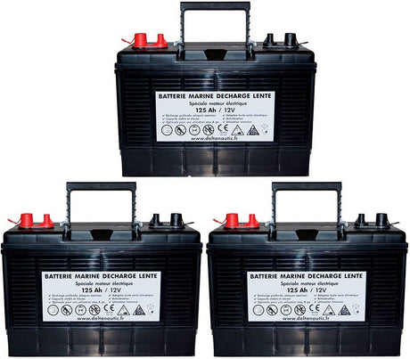 Lot de 3 batteries 125Ah décharge lente