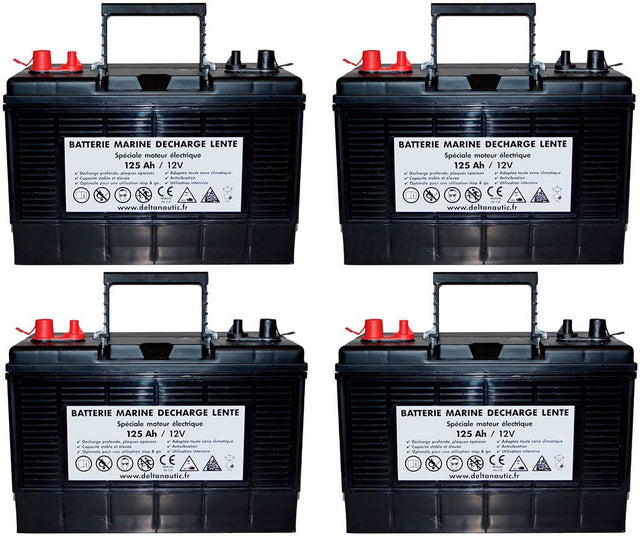 Lot de 4 batteries 125Ah décharge lente