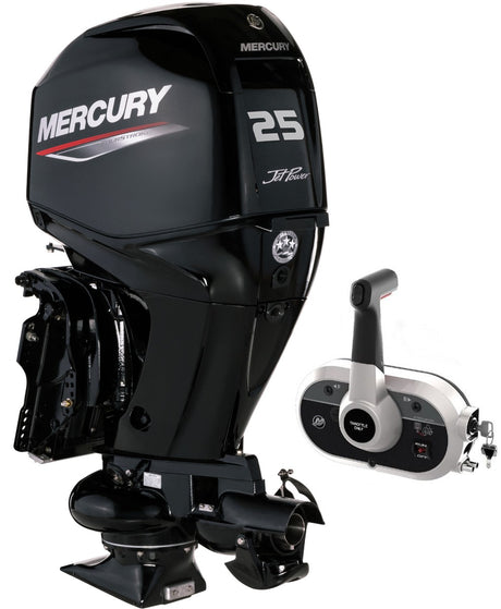 Mercury 25CV 4T Hydrojet EFI arbre long démarrage électrique et TRIM commande à distance