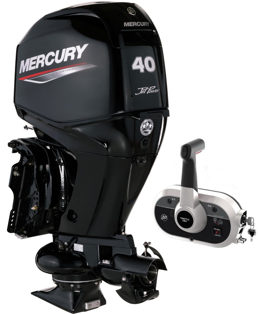Mercury 40CV 4T Hydrojet EFI arbre long démarrage électrique et TRIM commande à distance