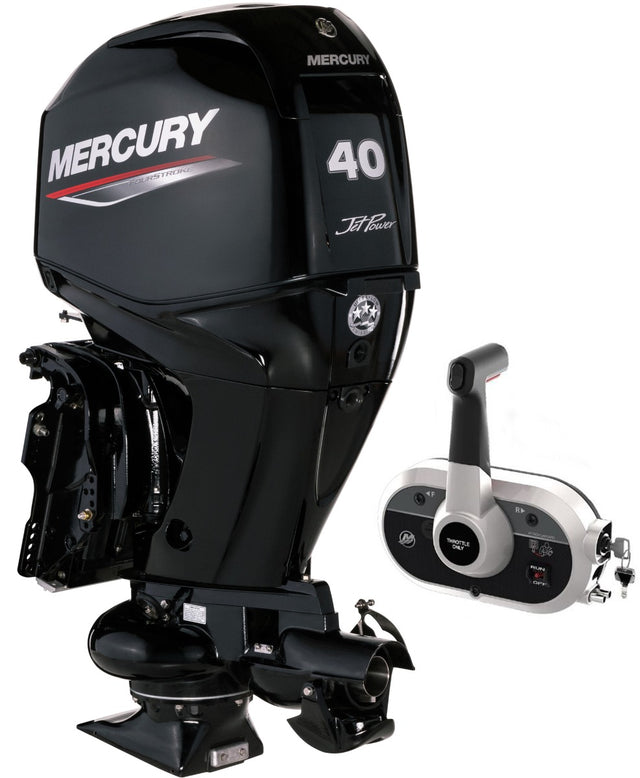 Mercury 40CV 4T Hydrojet EFI arbre long démarrage électrique et TRIM commande à distance
