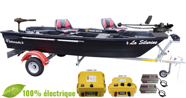 Pack Silurine 400 Black Fish + Moteur Eco Booster V 70 + Remorque GT + Moteur Terrova 55 Lbs GPS + batteries lithium