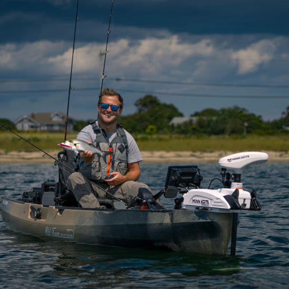 Moteur électrique kayak Minn Kota Riptide Terrova 55 Lbs 12V GPS 91 cm pour la pêche mer - Delta Nautic