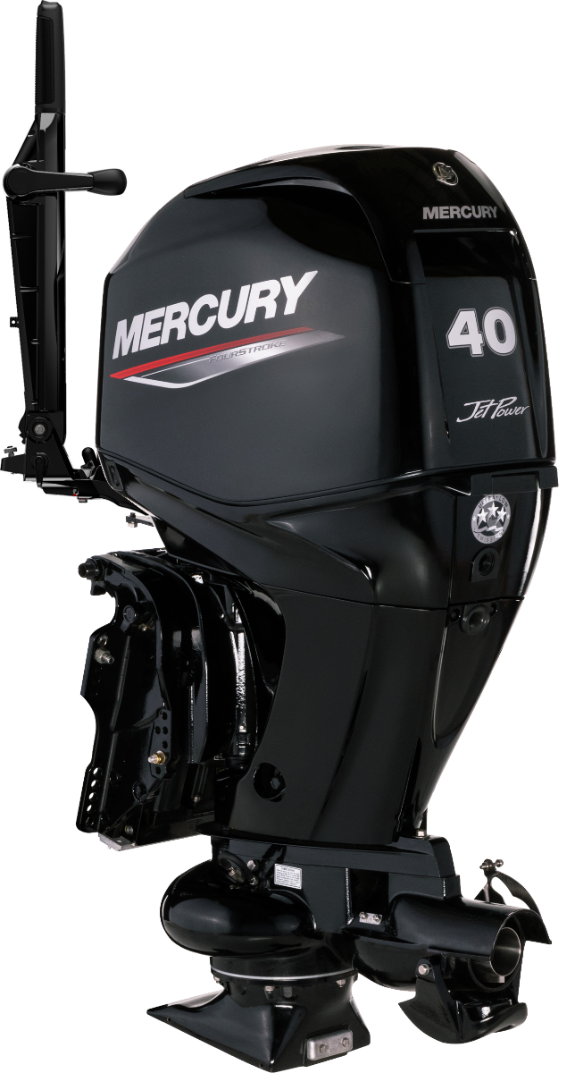 Mercury 40CV 4T Hydrojet EFI arbre long démarrage électrique et TRIM barre franche