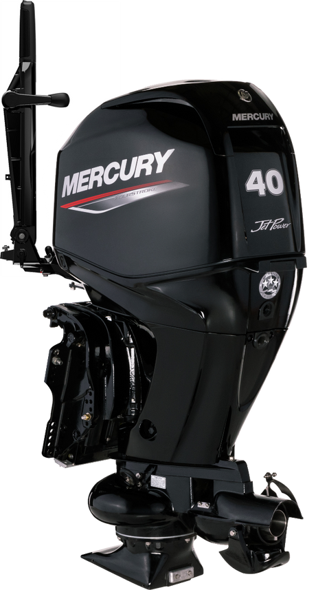 Mercury 40CV 4T Hydrojet EFI arbre long démarrage électrique et TRIM barre franche