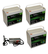 Pack 3 batteries lithium 100 Ah Powerbrick + chargeur 36V