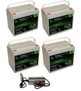 Pack 4 batteries lithium 100 Ah Powerbrick + chargeur 48V