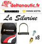 Pack d'accessoires n°1 : lot de stickers, casquette Minn Kota, lot de 8 inserts auto perçants et anneau de fixation Delta Nautic