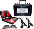 Pack d'accessoires n°5 : batterie 125A 12V, siège confort luxe rouge et noir et lot de 2 support de cannes US
